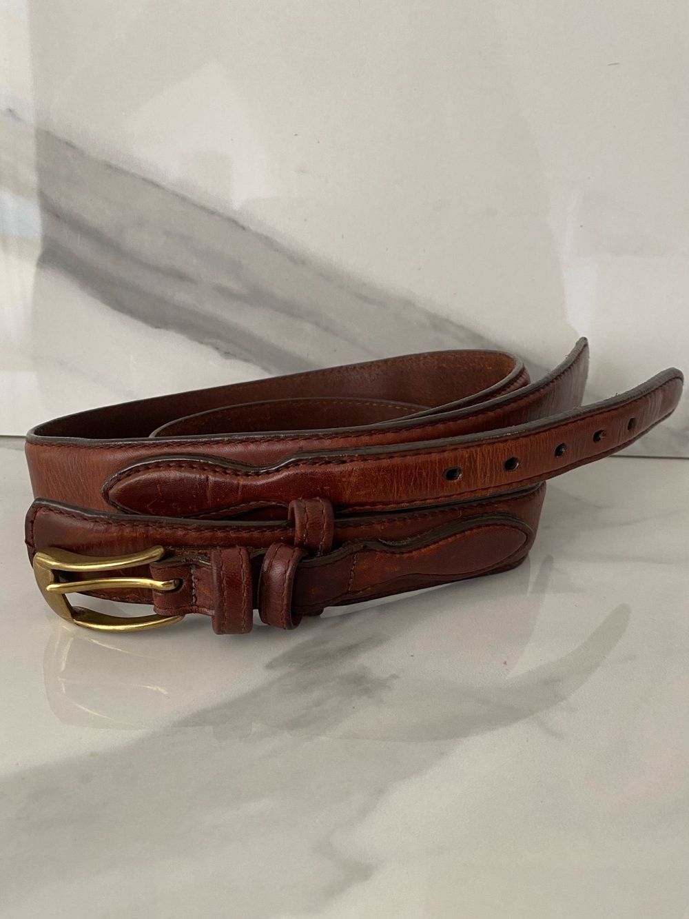 Lands’ End Bridle Strap Ranger Belt in Oak Bark Made In USA Cowboy Western